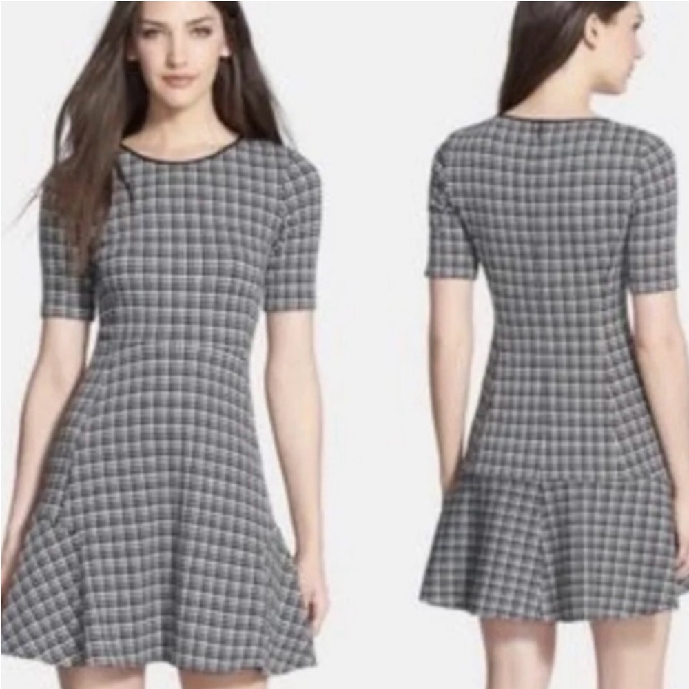 THEORY Nikay Black White Houndstooth Dress Preppy School Dark Academia size 12